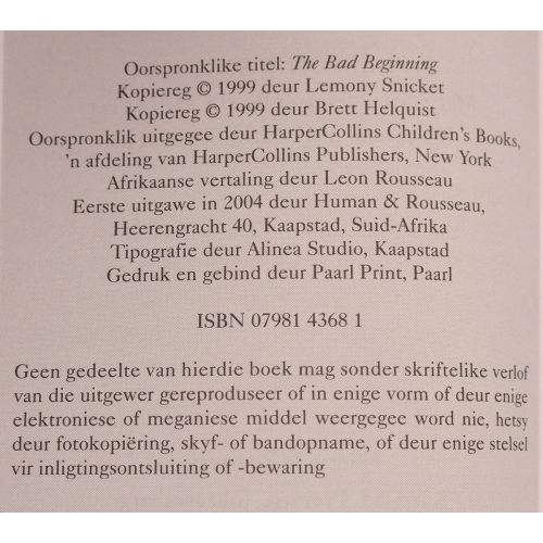 'n Reeks Ongelukkige Gebeure: Die Bose Begin | Jeug | Mickle & More Second-Hand Books