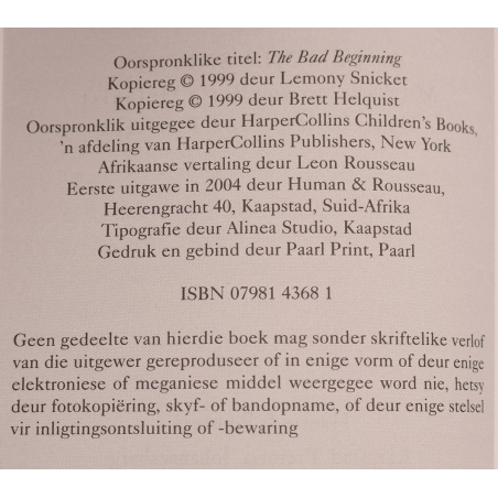 'n Reeks Ongelukkige Gebeure: Die Bose Begin | Jeug | Mickle & More Second-Hand Books